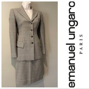 Ungaro Skirt Suit Size 46 / 12 Ladies Cotton Wool Blend Army Green Made …